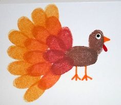 a drawing of a turkey with orange feathers