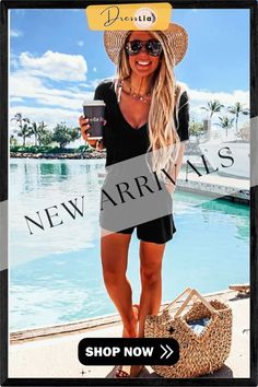 Karlidress V Neck Black Casual One-piece Romper P12863 Black V-neck Jumpsuits For Summer, Black V-neck Jumpsuits And Rompers For Spring, Black V-neck Summer Jumpsuits And Rompers, Casual Black Jumpsuit For Beach Season, Black Casual Jumpsuits And Rompers For Beach Season, Chic Black Jumpsuits And Rompers For Beach Season, Black Summer Jumpsuit For Loungewear, Black V-neck Jumpsuits And Rompers For Summer, Black Summer Jumpsuit For Night Out