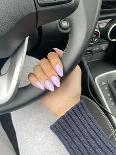 lilac acrylic nails 🪻 #acrylic #lilacnails #purplenails #nails #almondnails #acrylicnaildesigns Pretty Nails Purple Lavender, Lilac Nails Almond Shape, Summer Lilac Nails, Milky Chrome Lilac Nails, Soft Pastel Nails, Icy Purple Nails, White Lilac Nails, Light Purple Nails Ideas, Pale Lilac Nails