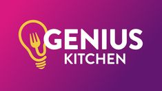 the genius kitchen logo on a purple background