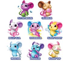 the different types of mouses are shown in this image, with words below them