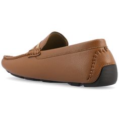 Introducing the Griffin loafer from Vance Co., this slip-on shoe features a flat sole, square toe style, and faux leather upper for a stylish option. With a mesh lining and a 6 mm Tru Comfort Foam™ footbed, it offers a fashionable and comfortable choice for various occasions. The durable rubber outer sole ensures support and reliability, making this shoe a versatile and trendy addition to your footwear collection. Closed Toe Shoes, Driving Loafers, Square Toe Heels, Footwear Collection, Slip On Shoes, Cognac, Block Heels, Fitness Fashion, Vegan Leather