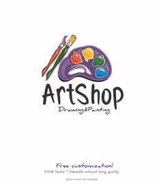 the logo for artshop drawing and painting, which is designed to look like an artist's palette