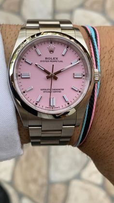 Pink Rolex Watch, Rolex Prices, Rolex Watches Women, Wrist Jewelry, Jewelry Accessories Ideas, Womens Watches Luxury, Rolex Watch, Classy Jewelry