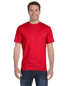 Adult Essential Short Sleeve T-Shirt - ATHLETIC RED - S | Hanes Adult Essential Short Sleeve T-Shirt in Red Size Small | Cotton Mens Workout Shirts, Blank T Shirts, Work Uniforms, Basic Shirts, Scarlet, Workout Shirts, Just In Case, Shirts Tops, Cotton Tshirt