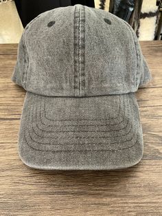 This Charcoal Denim Cap is the perfect addition to any wardrobe. With an adjustable back, it offers a comfortable fit for any size. The durable denim material ensures lasting quality, making it a great hat for everyday use. Trendy Adjustable Soft-washed Hat, Soft-washed Baseball Cap For Everyday, Casual Gray Adjustable Snapback Hat, Trendy Washed Hats With Curved Bill, Trendy Washed Curved Bill Hats, Everyday Denim Hat With Curved Brim, Medium Wash Denim Baseball Cap With Curved Brim, Casual Washed Hat With Adjustable Fit, Gray Cotton Hat With Short Brim