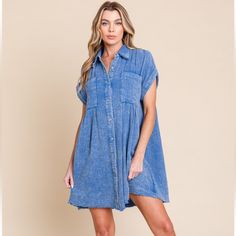 Button Down Collar Style Pockets True To Size Oversized Fit Perfect For 4th Of July, Summer Bbq’s, Out & About, Etc Brand New. With Tags Tencel Denim, Summer Bbq, Button Down Collar, Jean Outfits, Oversized Fits, Denim Dress, Collar Styles, Blue Color, Brand New