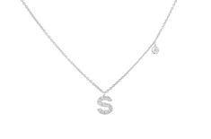 14kt White Gold Necklace Initial Letter S with Diamonds 0.08 carats. 14" to 16" length. Chain Included. Comes in a beautifull 6x6 inch gift box. Perfect High Jewelry Gift for Mom, Girlfriend, Daughter, Birthday or Christmas Gift. Necklace Initial Letter, White Gold Necklace, Necklace Initial, White Gold Necklaces, Initial Letter, Daughter Birthday, Initial Letters, Lovely Jewellery, Letter S