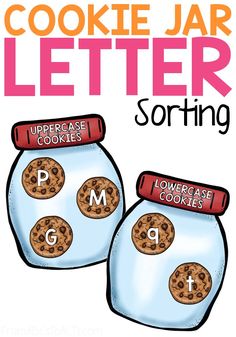 cookie jar letter sorting activity for pre - k students to practice letters and numbers in the alphabet