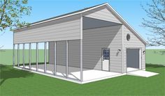 a drawing of a small garage with windows