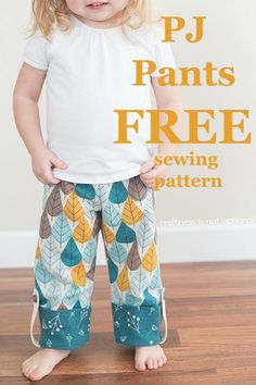 PJ Pants FREE sewing pattern (size 3T). These pajama pants will sew up really quickly. They have great features that make them stylish, some special added touches like a cuff enclosed by french seams, and adorable button tabs. Your little one is sure to love them! #SewModernKids #FreeSewingPattern #SewingForFree #SewPJPants #PJPantsSewingPattern Kids Pants Pattern Free, Sew Pyjamas, Toddler Pajamas Pattern, Pajama Pants Pattern Free, Pajama Pants Pattern, Kid Dresses, Pants Pattern Free, Cozy Movie Night, Pajamas Pattern