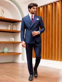 Blue Double Breasted Suit 2-Piece Navy Double Breasted Suit, Blue Wedding Suit, Double Breasted Suit Men, Double Breasted Tuxedo, Suit Stores, Blue Suit Wedding, Suit Men, Party Kleidung