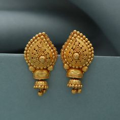 Pure 22k Yellow Gold Stud Earrings, 22kt Gold Indian Handmade Jewelry Gift K3454 | eBay 22k Gold Indian Jewelry, Earrings Design Gold Indian, Earrings Design Gold New Model Indian, Gold Earring Indian, Pure Gold Earrings Designs, Gold Earrings Tops Design, Gold Jewels Design Earrings, Gold Earing Design New