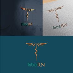 the logo for tribern is shown in three different colors and styles, including gold