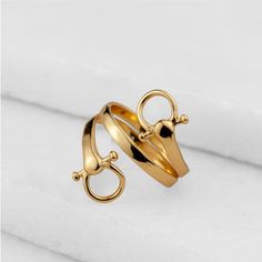 Sandro Spiral - Gold - Urban-Equestrian Stylized Horse, Elegant Horse, Horse Ring, Equestrian Aesthetic, Equestrian Chic, Horseshoe Ring, Horse Earrings, Horse Pendant, Equestrian Jewelry