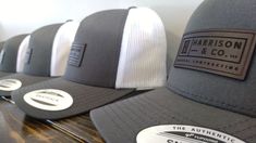 Leatherette patch trucker hats. Choose from Richardson, Yupoong, or Flexfit hats. Let us turn your business logo into a custom leatherette patch and apply it to a hat of your choice OR design your own patch OR choose from patches we've already designed. How to take care of your leatherette patch hat: leatherette patches should ONLY be cleaned with water by gently wiping with a damp rag (NOT soaking wet) The hat inside and outside can be spot cleaned. NEVER put hat in washer machines or put in dr 2000 Hats, Casual 5-panel Trucker Hat With Custom Logo, Leather Six-panel Trucker Hat With Leather Patch, Laser Engraved Leather Hat Patches, Trucker Hat With Leather Patch, Six-panel, Adjustable 5-panel Trucker Hat With Leather Patch, Soaking Wet, Water Logo, Logo Hat