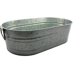 an empty metal tub on a white background