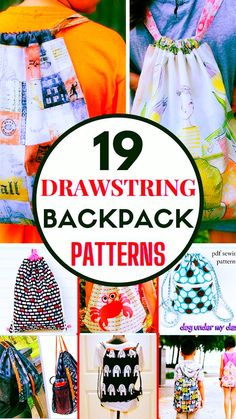 the cover of sewing patterns for drawstring backpacks