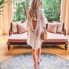 Women’s Boho Swim Beach Tassel Cover Up Bnwot Size Osfa Casual Beach Cover-up With Tassels, Summer Beachwear Cover-up With Tassels, Casual Vacation Cover-up With Tassels, White Bohemian Beach Dress For Resort Season, Summer Beach Dress For Coachella Vacation, Summer Beach Dress For Vacation At Coachella, Bohemian Beige Beach Dress For Day Out, Beige Bohemian Beach Dress For Day Out, Summer Beach Dress With Back Tassel Tie-up For Vacation