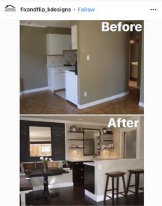 before and after pictures of a kitchen remodel