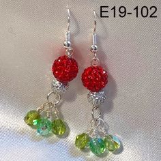 Christmas Color Crystal Beads Make Up These Pretty Earrings. Silver Plated Surgical Steel Hooks. Hooks Can Be Swapped Out For Surgical Stainless Steel If You Have Sensitive Ears. Holiday Dangle Earrings With Ear Wire, Festive New Year Dangle Jewelry, Christmas Dangle Beaded Earrings With Ear Wire, Christmas Beaded Dangle Earrings With Ear Wire, New Year Party Dangle Jewelry, New Year's Party Dangle Jewelry, Holiday Dangle Beaded Earrings, Christmas Earrings With Round Beads, Christmas Beaded Dangle Earrings