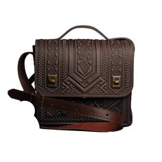 Classic Brown Leather Satchel Bag Genuine, Embossed Briefcase - Artynov | Unique Handmade Accessories Classic Rectangular Flap Bag With Textured Leather, Classic Textured Leather Rectangular Flap Bag, Leather Satchel Bag With Embossed Details, Classic Leather Shoulder Bag With Hand Tooled Details, Classic Brown Hand Tooled Bag, Classic Hand Tooled Brown Bag, Classic Brown Hand-tooled Bag, Luxury Brown Hand Tooled Satchel, Luxury Brown Hand-tooled Satchel