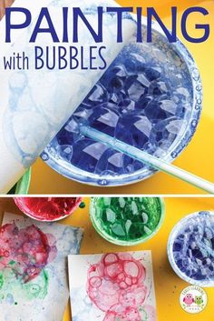 painting with bubbles is an easy and fun art project for kids