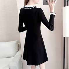 Vintage Knitted Sweater A-Line Dress
modname=ckedi





Size
Length(cm)
Shoulder(cm)
Bust(cm)
Waist(cm)
Sleeve(cm)


S
84
32
80
76
55


M
85
33
84
80
56


L
86
34
88
84
57


XL
87
35
92
88
58 Black Non-stretch Mini Dress For Winter, Black Midi Sweater Dress For Winter, Black Knee-length Sweater Dress For Winter, Black Knit Stretch Sweater Dress, Black Knit Midi Sweater Dress, Black Stretch Knit Sweater Dress, Black Mini Sweater Dress For Work, Black Knit Long Sleeve Dress, Black Knit Sweater Dress For Spring