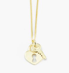 This sweet heart necklace features a padlock heart and key. Share your love with whoever means most to you. Gifts for your boo, bae, bff, or yourself!
Length: 18"Pendant size: 15mm Heart-shaped Necklace With Two Keys For Gift, Gold Heart Necklace With Two Keys, Heart-shaped Lock Necklace Gift, Padlock Necklace, Heart Padlocks, Heart And Key, Key To My Heart, Pretty Necklaces, Zodiac Necklaces