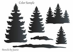 the silhouettes of pine trees are shown