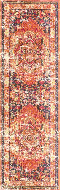 an orange and blue area rug