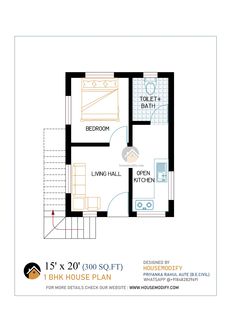 the floor plan for a small house with two bedroom and an attached bathroom, which is also