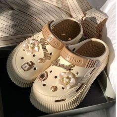 Crocs Fashion, Pretty Shoes Sneakers, Cute Slippers, Funky Shoes, Girly Shoes