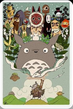 an image of a cartoon character surrounded by many other characters and animals in the background