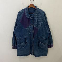 [DESCRIPTION] Please read the description first before buy my items‼️‼️ Vintage Japanese Designer Denim Jacket (please refer the actual measurements given and compare it with best fitting clothes,by using the size on tag is not always accurate) All in good condition [MATERIAL] Cotton [MEASUREMENT] Measurement:  armpit to armpit : 23.5 inches  Back collar to bottom : 30.5 inches Sleeve length from under armpit to end of cuff : 18 inches [CONDITION] - All in good condition  - Kindly please refer p Casual Indigo Patchwork Outerwear, Vintage Dark Wash Denim Jacket With Patchwork, Retro Denim Patchwork Outerwear, Vintage Dark Wash Long Sleeve Utility Jacket, Retro Long Sleeve Denim Jacket With Patchwork, Retro Long Sleeve Denim Outerwear, Retro Washed Long Sleeve Outerwear, Retro Long Sleeve Washed Outerwear, Vintage Denim Blue Utility Jacket For Fall