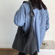 Large capacity messenger bag casual flap drawstring bag. Gender: Woman Style: casual fashion Type: Shoulder / Tote / Crossbody Opening method: magnetic buckle Hardness: Soft Material: Denim Width Height Thickness Material 37cm 35cm 13cm denim Denim Crossbody Bag, Spring Denim, Denim Crossbody, Woman Style, Denim Bag, Black Cross Body Bag, Shoulder Tote, Casual Bags, Types Of Fashion Styles