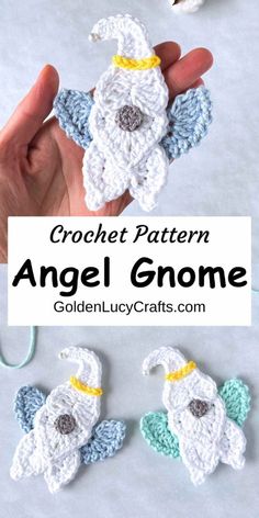 crochet angel gnome pattern with text overlay