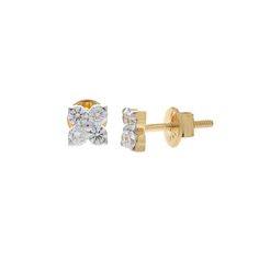 Verona Flower Stud Earrings in 14K Yellow Gold, Genuine Diamond Four Petal Earring Cartilage Studs, Unique Round Cut Lab Grown Diamond Studs *Stone: Lab Grown Diamond *Metal:  14K Solid Gold *Net Gold - 1.34 *Carat - 0.556 *       No. Of Diamond - 8 *Diamond color: White *Style: Minimalist *Handmade item Metal Finishing Available: 14k Solid Yellow Gold, 14k Sold Rose Gold and 14K Solid White Gold    *Gift wrapping available Material This beautiful Studs is handcrafted using only the highest quality materials, The Studs is made from your choice of 14k yellow gold, Rose Gold each material with its unique properties. SHIPPING DETAILS: All orders are shipped within 1-5 business days via Fastest Delivery Services.    For More CatLog's Visit to Out Store.   https://www.etsy.com/shop/C6DIAMONDS?r Yellow Gold Flower Earrings With Prong Setting, Gold Cluster Earrings In 14k, Cluster Yellow Gold Earrings For Gifts, Single Yellow Gold Flower Earring, Single Flower-shaped Yellow Gold Earring, Earring Cartilage, Cartilage Stud, Flower Stud Earrings, Flower Stud