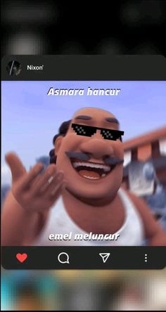 the animated character is wearing sunglasses and making a funny face with his hands in front of him