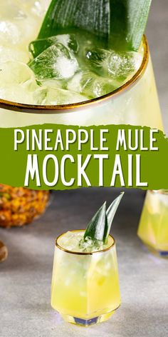 the pineapple mule mocko cocktail is garnished with an aloey