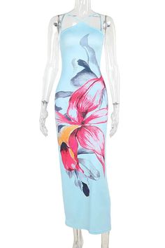 Make a statement in this slim-fitting halter maxi dress, featuring a captivating patchwork design, backless detail, and lace-up accents for a chic and contemporary look. Details: Elasticity: Slight Stretch Fabric Type: POLYESTER Silhouette: STRAIGHT Neckline: V-Neck Material: POLYESTER Size (IN) Bust Waist Hip Skirt length S 26.77-34.65 24.80-27.17 32.28-35.43 48.43 M 28.35-36.22 26.38-28.74 33.86-37.01 49.21 L 30.71-38.58 28.74-31.10 36.22-39.37 50.00 Spring Backless Bodycon Maxi Dress, Stretch Blue Maxi Dress With Floral Print, Blue Spaghetti Strap Halter Dress For Spring, Light Blue Fitted Halter Neck Midi Dress, Spring Fitted Long Halter Dress, Blue Fitted Halter Neck Maxi Dress, Fitted Spring Maxi Halter Dress, Light Blue Halter Neck Dress For Spring, Fitted Blue Floral Print Halter Dress