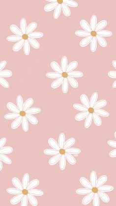 a pink background with white daisies on it