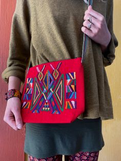 Red Handwoven Pouch Bag, Traditional Red Shoulder Bag For Everyday Use, Traditional Red Bags For Everyday, Traditional Red Bag For Everyday Use, Traditional Red Bags For Everyday Use, Traditional Hand-stitched Bags For Everyday, Traditional Red Rectangular Bag, Traditional Red Rectangular Shoulder Bag, Traditional Red Satchel Bag