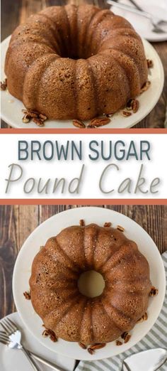 brown sugar pound cake on a white plate