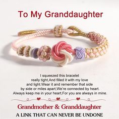 an ad for grandmother and granddaughter bracelets with the words to my granddaughter on it