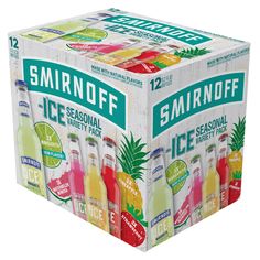 six bottles of smirnoff ice - seasonal variety pack on a white background