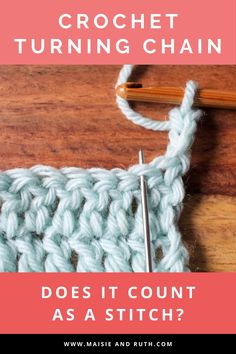 Crochet Turning Chain Crochet Turning Chain Tutorials, Counting Stitches In Crochet, How To Turn In Crochet, How To Turn Crochet Rows, Crochet Chain Stitch Projects, Crochet Turning Chain, Chain Stitch Crochet, Learn Crochet Beginner, Crochet Tips And Tricks