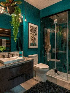 23 Tasteful Teal Bathroom Ideas Blue Green Bathrooms, Teal Bathroom Ideas, Best Bathroom Colors, Teal Bathroom, Bathroom Design Decor, Bathroom Remodel Shower, Dream Bathrooms, Apartment Decor Inspiration, Green Bathroom