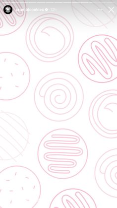 a pattern with donuts drawn in pink on a white background that looks like pastel circles