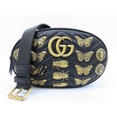 Gucci Gg Marmont Studs Belt Bag Black Approx. 22 X 15 X 5.5 Cm (Width X Height X Depth), Strap Approx. 85-105 Cm Bags Gucci, Gucci Gg Marmont, Studded Belt, Gg Marmont, Gucci Bags, Belt Bag, Black Color, Bag Lady, Gucci